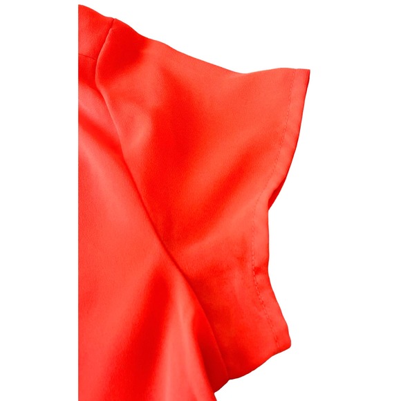 DECREE ROUND NECK, PULL-OVER BLOUSE, WOMENS, XS, ORANGE, HIGH-LOW, CAP SLEEVE - Picture 7 of 11